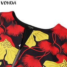 Plus Size 5XL VONDA Women Bohemian Printed Dress 2025 Summer Short Dress Flare Sleeve Party Sundress Casual Vestido Robe Femme