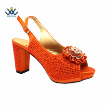 2022 Sweet  Special Design Women Crystal Style African Ladies Party Shoes Matching Bag in Magenta Color