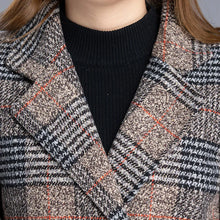 Winter Wool Women's Plaid Blended Elegant Jacket