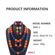 Nigeria Wedding Jewelry Set Imitation Coral Beads Golden Pendant Necklace for Women Resin Material African Bride Accessorise
