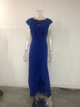 2023 Sexy V Neck Ruffles Party Dress Femme Elegant Summer Fashion Solid Sleeveless Slim Irregular Maxi Dresses For Women Robe