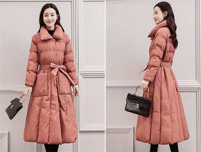 Women's Single Breasted Long Down Winter Jackets
