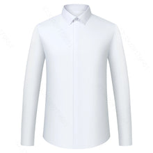 Men's Classic French Cuffs Solid Dress Shirt Fly Front Placket Formal Business Standard-fit Long Sleeve Office Work White Shirts