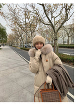 Women's Large Fur Collar Hooded Warm Thick Padded Parka Jacket