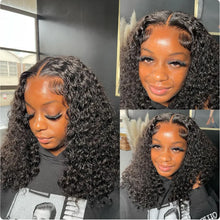 Glueless Loose Water Wave HD Lace Frontal Bob Wigs Human Hair Pre Plucked Short Wavy Curls Wigs For Women Brazilian Wear To Go