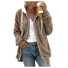 Women's Winter Fashionable Hooded Fleece Solid Color Jacket