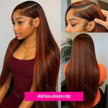 Ginger Mixed Brown Long Silky Straight Highlight Wig Human Hair 5x5 Lace Front Glueless Wigs Human Hair Bralizian