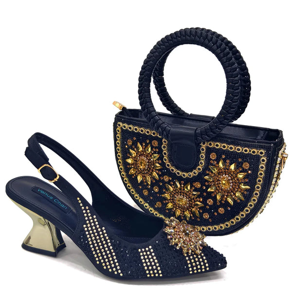 2024 Nigerian Design Evening Party Shoes And Bag Set Lucky Star Bag With Elegant Pointed Tip Women Shoes