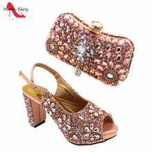 2024 Fashion New Arrivals INS Hot Sale Full Crystal Shinning Shoes and Bag Set for Dress in Red Color Sandals Christmas Party