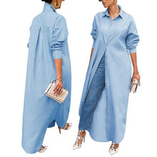 Women Shirt Windproof Shirt Dress Versatile Hem Stylish Autumn Winter Solid Color Shirt Long Dress
