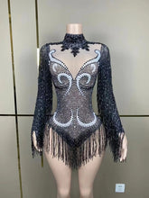 Stage Latin dance cha-cha dance practice suit stretch slim skirt fringe flash small diamond pearl design suit