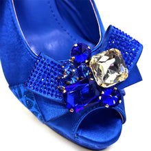Nigerian Women Heel Party Shoes and Bag Set Royal Blue Colour Rhinestone Handbag Italian Design Wedding INS 2024