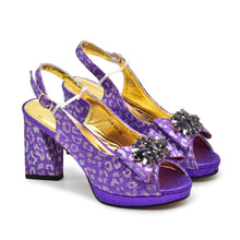 Newest Arrival Purple Color Peep Toe Women Sandals Shoes Matching Bag Set for Ladies Wedding Party Pumps Designer Shoes and Bag