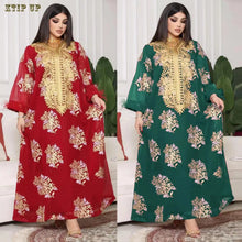 Ramadan Luxury Muslim Fashion Bat Sleeve Moroccan Turkiye Dubai Dress Middle East Arab Dress Sequins Golden Velvet Long Dress