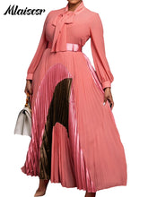 Mlaiscsr Fashion Long Sleeve Maxi Dress with Belt Women Elegant Birthday Party Dance Celebrity Gown Formal Evening Africa Dubai