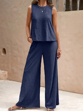 2024 Summer Women's Sleeveless Top And Long Pants Set Fashion Ladies Short Tank Top Daily Casual Ladies Long Wide Leg Pants