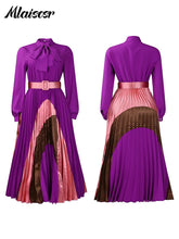 Mlaiscsr Fashion Long Sleeve Maxi Dress with Belt Women Elegant Birthday Party Dance Celebrity Gown Formal Evening Africa Dubai