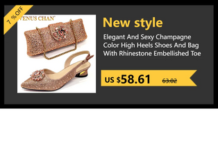 2024 Champagne Color Thin Heels Pointed Toe Crystal Design Ladies Shoes Matching Bag Set For Women Weeding Party Pump
