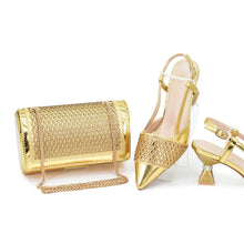 New Arrival Women Italian Shoes and Matching Bags Sets Decorated with Rhinestone Fashion Party Shoes and Bag Match for Women