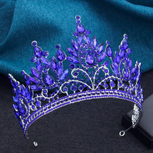 Luxury High Royal Queen Wedding Crown for Women Large Lime Green Crystal Banquet Tiaras Party Costume Hair Jewelry Accessories
