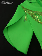 Mlaiscsr Women Green Sequin Tassel Butterfly Sleeve Dress Fashion Slim Party African Birthday Prom Gowns Cocktail Club Vestidos