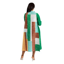 2023 Fashion African 3/4 Sleeve Polyester Plus Size O-Neck Pleated Long Dress Dashiki African Clothes African Dresses for Women