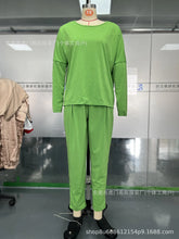 Women Two Piece Pant Sets Solid Full Sleeved Tops Round Neck Casual Midi Waist Long Pants Pockets Regular Elegant Lady