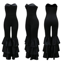 Jumpsuits Strapless Women Sleeveless Sexy Rompers One Piece Overalls Slim Fit Long Pant Ruffles Patchwork Elegant Lady