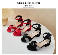 Summer Rhinestone Sandals Kids Shoes Girls Wedding Dress Shoes Children Princess Sandals Fashion Dance High Heels Sandals G944