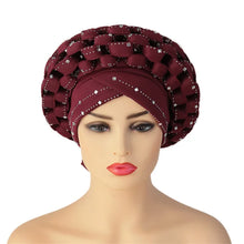 african Ready to Wear Autogele Headtie Glitter Diamonds Women Turban Cap