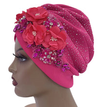 Elegant African Turban Cap with Shiny Rhinestone Ready to Wear Nigeria Auto Gele Headtie Party Women's Head Wrap Bonnet Turbante
