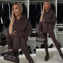 2024 Autumn and winter new casual loose solid color printed hoodie set home clothing 2-piece pantsuit women's clothes