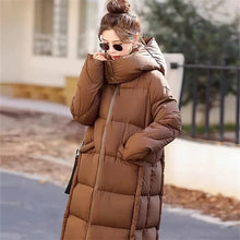 Women's New Winter Parkas Long Down Padded Jacket Hooded thick Warm