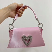 Fashion Heart Rhinestone Women Handbags Luxury Satin Evening Bags for Women Diamonds Designer Shoulder Bag Silk Wedding Clutch
