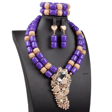 Artificial Coral Women Pendant Necklace Bracelets Earrings Suit African Wedding Jewelry Set Nigeria Bride Accessories Party Gift