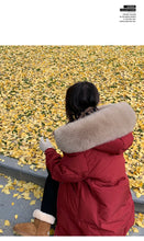 Women's Large Fur Collar Hooded Warm Thick Padded Parka Jacket