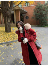 Women's Large Fur Collar Hooded Warm Thick Padded Parka Jacket