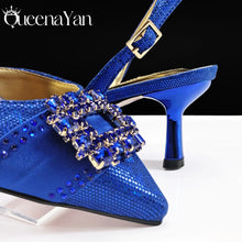 Nigeria Elegant Noble Party Wedding Shoes And Bag Pointed Toe Decorated With Rhinestone Women's Heel Shoes