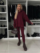 2024 Autumn and winter new casual loose solid color printed hoodie set home clothing 2-piece pantsuit women's clothes
