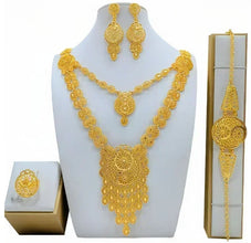 New Bridal Jewelry Set Dubai Necklace Earrings For Women Wedding 24k Gold Plated African Jwellery Bridesmaid Party Gift