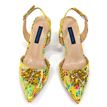 2025 New Yellow Color Thin Heels Pointed Toe Crystal Design Ladies Shoes Matching Bag Set For Women Weeding Party Pump