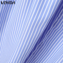 Elegant Striped Printing Short Sleeve Maxi Long Dress Casual Daily Shirt Dress 2025 VONDA Beach Party Sundress Bohemian Vestidos