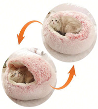 Soft Plush Pet Bed with Cover Round Cat Bed Pet Mattress Warm Cat Dog 2 in 1 Sleeping Nest Cave for Small Dogs