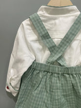 Children's Boutique Clothing Autumn Toddler Boys Cotton Long Sleeve Set White Shirt Green Plaid Bib Pants British Style
