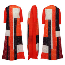 2023 Fashion African 3/4 Sleeve Polyester Plus Size O-Neck Pleated Long Dress Dashiki African Clothes African Dresses for Women