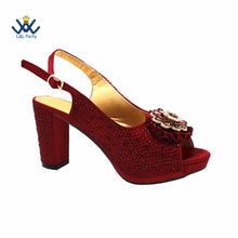 2022 Sweet  Special Design Women Crystal Style African Ladies Party Shoes Matching Bag in Magenta Color
