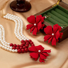 Necklace Big Red Flowers Pendant 3 Layers of Pearl Chain Women Girls Gifts Fashion Jewelry Hot Sale Party Gift 2025 New Style