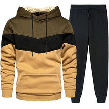 Men's Daily Casual Tricolour Hooded Sweatshirt And Pant