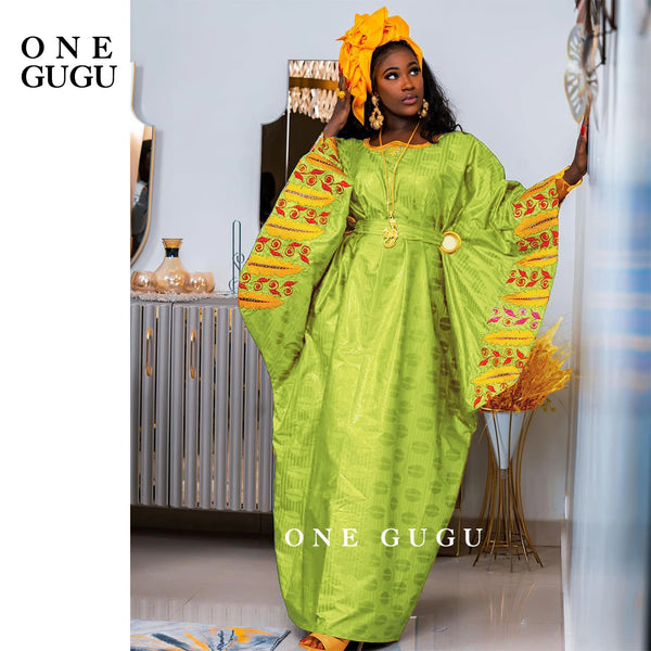 African Original Bazin Riche Boubou With Embroidery And Stones Mix Size Nigerian Women Wedding Dashiki With Belt Basin Dresses
