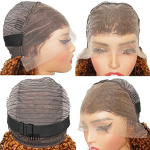 Double Drawn 300 Density Pixie Curl 13x4 Lace Front Wig Brown Ginger Human Hair Wig For Women Pre-Plucked Transparent Lace Front Human Hair Wig